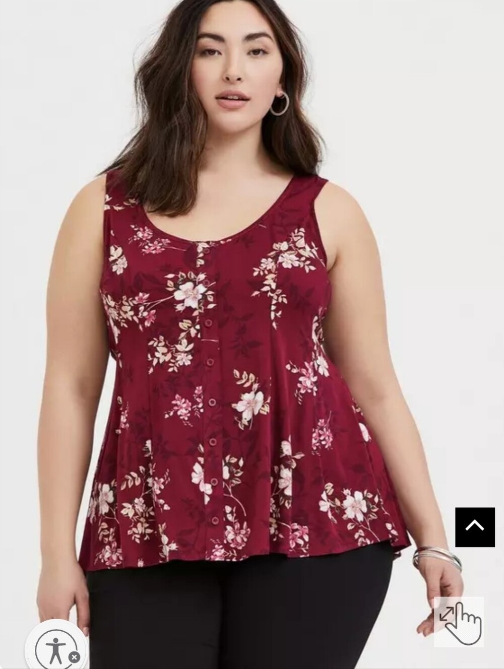 Torrid Fit And Flare Stretch Challis Button-Front Tank